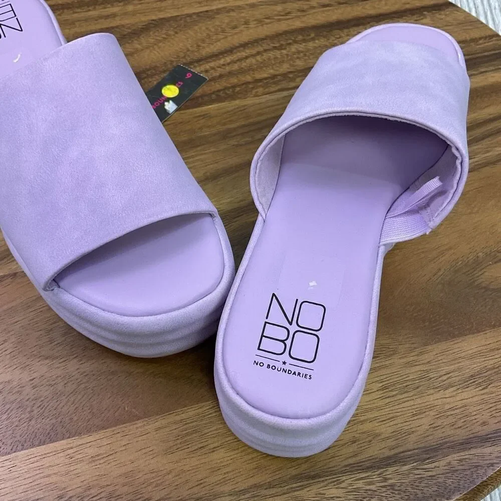 Brand New NOBO No Boundaries Women's 6 Purple Platform Slip on Sandals Open
